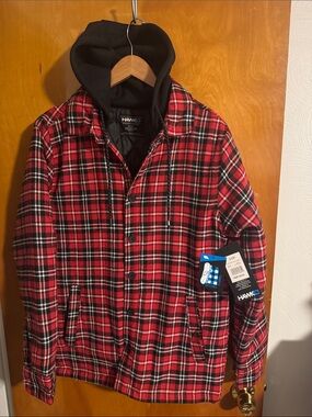 Tony Hawk Shirt Jacket Mens Small Flannel Red Plaid